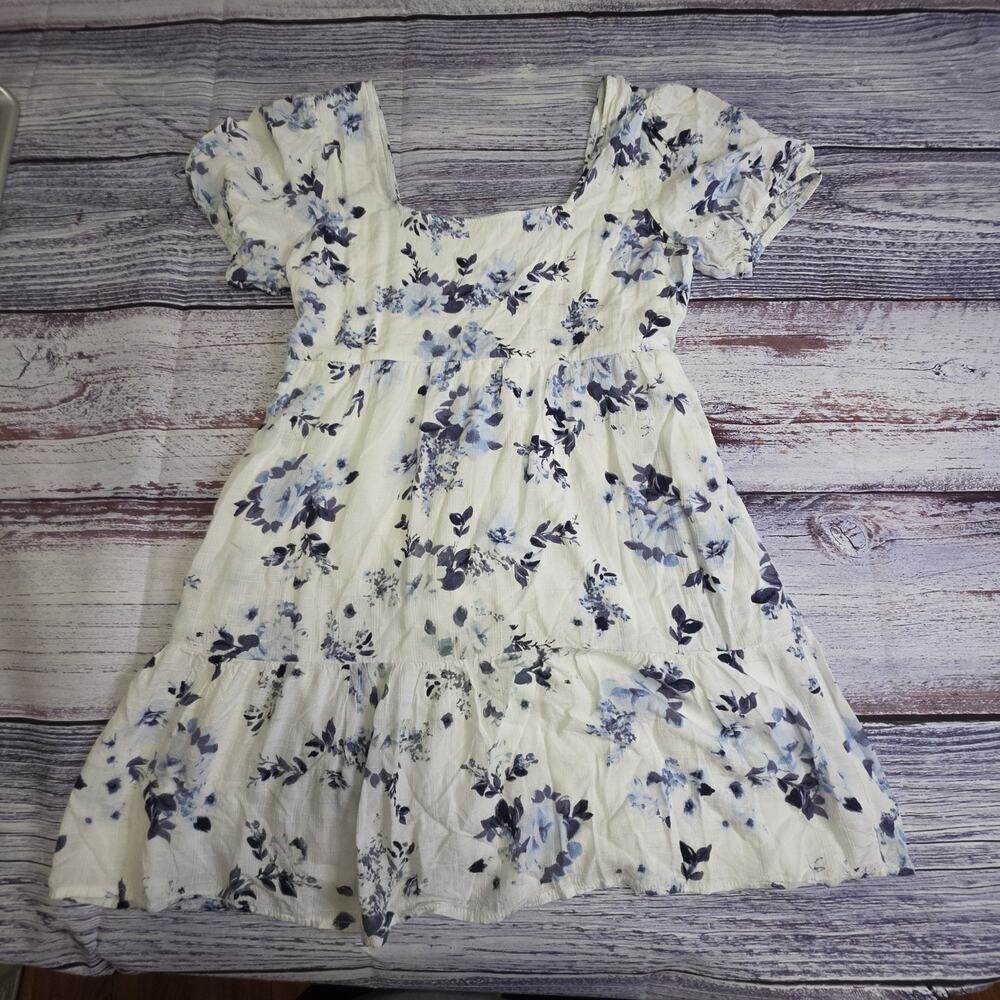 Maurices Floral Square Neck Babydoll Mini Pockets Dress Coquette Size Small